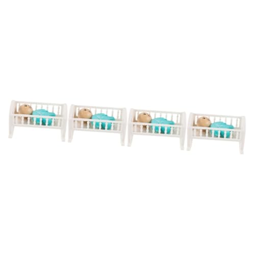 ibasenice 4 Sätze Puppenhausbett Zubehör für Puppenhäuser Puppenhaus Babybett Puppenstubenmöbel Mini-Kinderbett Babypuppenbett Puppenbett Dekoration Mini Hausbett Puppenminibett Holz von ibasenice