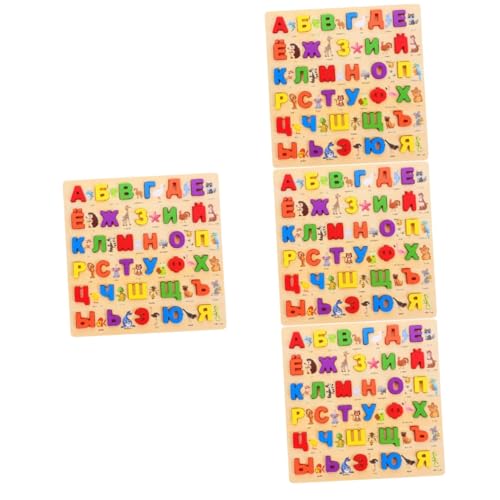 ibasenice 4 Sätze Russisches Rätsel Puzzle Für Kleinkinder Puzzle Für Kinder Alphabet-Puzzle-Brett Russisches Buchstabenrätsel Russisches Alphabet Für Kinder Intelligentes Spielzeug Holz von ibasenice