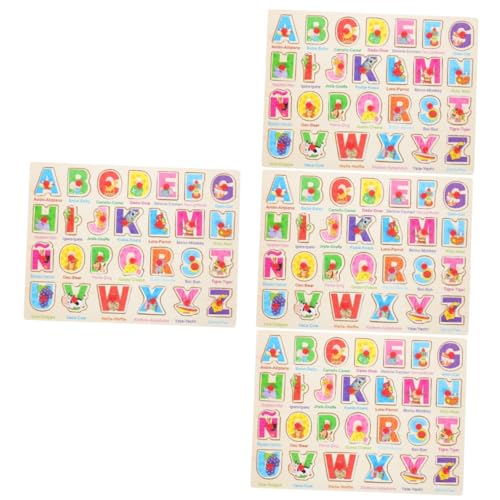 ibasenice 4 Sätze Spanisches Puzzle Spielzeug Für Kleinkinder Rätsel Kleinkindspielzeug Spanisches Matching-Board Puzzle Für Kinder Puzzle Zum Erlernen Der Spanischen Sprache Holz von ibasenice