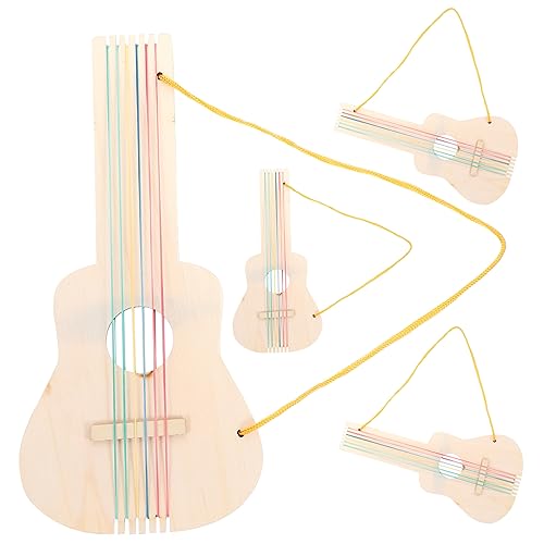 ibasenice 4 Sätze kinderinstrumente Kinder musikinstrumente bastel Set für Kinder DIY-Musikinstrument herstellen unvollendete, unlackierte Gitarre DIY Holzgitarre Bauen unbemalte Holzgitarre von ibasenice