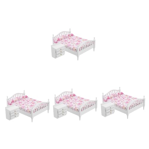 ibasenice 4 Sets Puppenhausbett Puppenschlafzimmerbett Minimodell Minihausmöbel Puppenhausmöbel Requisiten Miniaturpuppenbett Minibettmodell Minihausbettdekor Puppenhausdekor von ibasenice