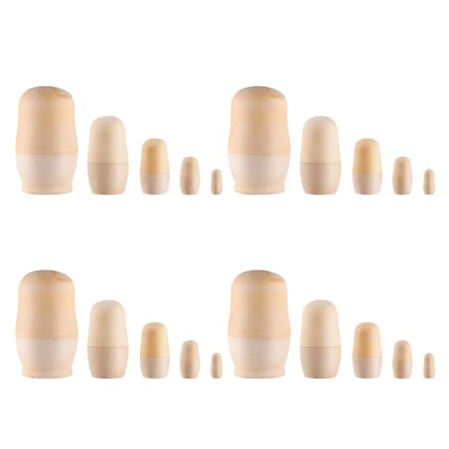 ibasenice 4 Sets unbemalte russische Nesting Dolls unfertige Leere Puppe DIY 5 Matroschka Nesting Dolls Personalisieren Erstellen Sie Ihr eigenes Holzpuppenset Khaki von ibasenice