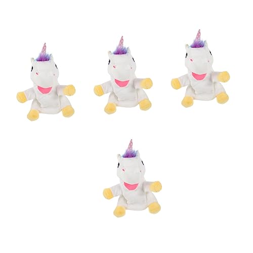 ibasenice 4 Stück Einhorn Handpuppe Einhorn-puppenspielzeug Tierisches Fingerspielzeug Spielzeuge Tiere Handpuppe Kinderhandspielzeug Plüschtier Realistisches Handspielzeug Weiß Pp Baumwolle von ibasenice