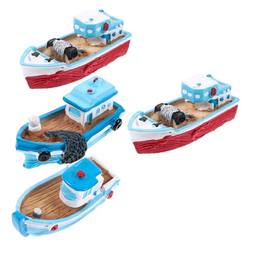 ibasenice 4 Stück Fischerboot Ornamente Nautische Deko Boote Piratenfische Deko Mini Spielzeugboot Segel Miniaturschiffe Ferngesteuertes Boot Strand Titanic Modell Aquarium von ibasenice