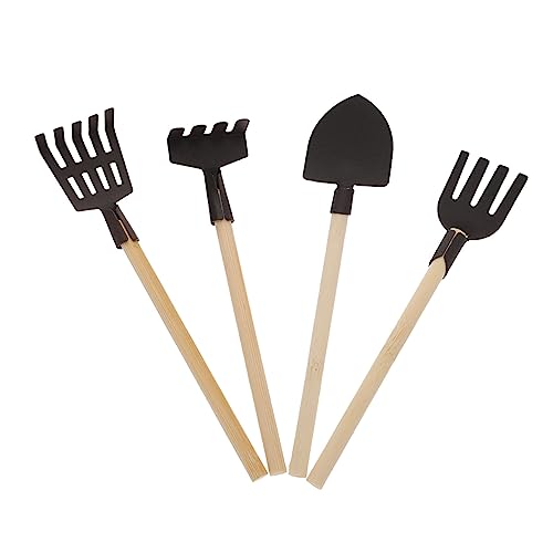 ibasenice 4 Stück Gartengeräte Mini-Grabschaufel Garten Starter-Kit Gartenset Mini-Spielzeug Kinder gartenwerkzeug gartenwerkzeuge Mini-Puppenhauszubehör Mini-Rechen Eisen Black von ibasenice