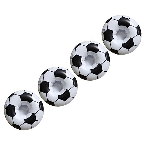 ibasenice Aufblasbarer Getränkehalter 4er-Pack PVC-untersetzer Fußball-Design Für Pool Strand Luau Wiederverwendbarer Getränkebecherhalter von ibasenice