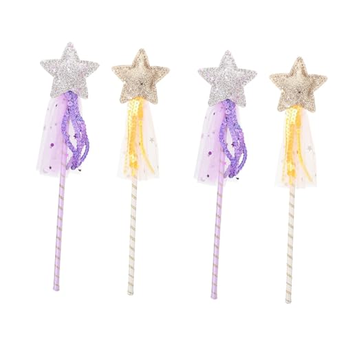 ibasenice 4 Stück Glitzerndes Sternband Prinzessinnenstern Für Kinder Fee Für Kinder Stern Weiche Fee Patin Silberne Pailletten Paillettenstern PVC von ibasenice