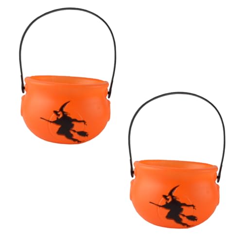 ibasenice 4 Stück Halloween Hexeneimer Süßigkeiten Fässer Süßigkeiten Kessel Kürbis Trick or Treat Töpfe Kürbis Kerzenhalter Mini-eimer Halloween-kürbislaterne Süße Kürbisse Plastik von ibasenice