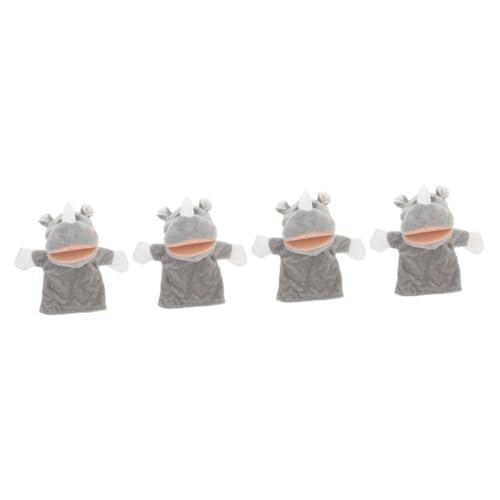 ibasenice 4 Stück Handpuppe Nashorn Interaktive Handpuppe Stofftierpuppen Handpuppen Tierische Fingerpuppen Tierische Handpuppe Kleine Handpuppe Interaktives Spielzeug Marionette Plüsch Grey von ibasenice