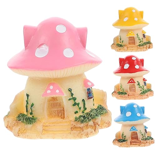 ibasenice 4 Stück Home Decor wohnungsdeko Miniature House playmobilhauser gartendekofiguren Kleiner Pilz Mini-Pilzstatue Pilzstatuen bastelset Feenpilzfigur Mikrolandschafts-Pilzdekore Harz von ibasenice