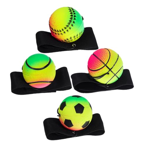 ibasenice 4 Stück Hüpfender Ball Handgelenkrücklaufballmasse Handgelenkrückholball für Kinder Leuchtende Handgelenk Rückprallkugel Handgelenk Ballspielzeug Wurfspielzeug Armbandbälle Gummi von ibasenice