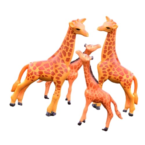 ibasenice 4 Stück Mikrolandschaftsdekoration Giraffen-Skulptur realistische Giraffenfiguren Garten Dekoration Giraffe Giraffenstatue aus Kunstharz Spielzeug tortendeko Einschulung Orange von ibasenice