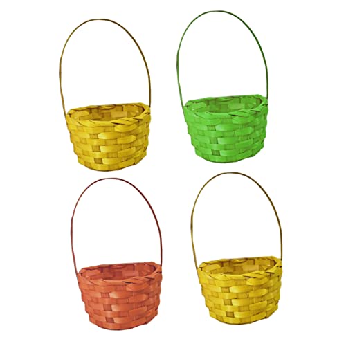 ibasenice 4 Stück Mini-Bambuskorb Osterkorb Obstkorb mit Bananenaufhänger Würfel Ostereimer kühlkorb einkaufskorb storage baskets ostegeschenke easter baskets Eierkorb bunte Körbe von ibasenice