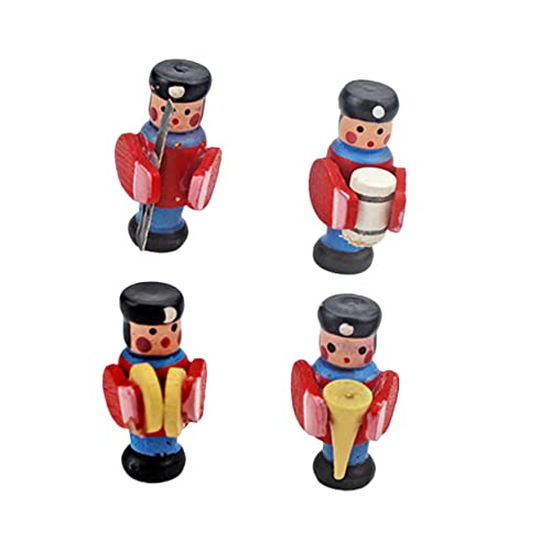 ibasenice 4 Stück Mini-Drum-Figuren Spielzeughaus Ornamente Zum Basteln Die Marionetten Mini- Für Erwachsene Puppenschmuck Aus Holz Mini-Schlagzeuger Hölzern Rot von ibasenice