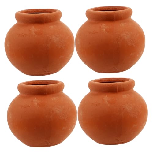 ibasenice 4 Stück Miniatur Blumentopf Küchenzubehör Für Puppenstuben Minivase Für Puppenhaus Mini-pflanzenspielzeug DIY-Miniatur-puppenhaus-bausätze Mini-puppenhausmöbel Keramik Orange von ibasenice