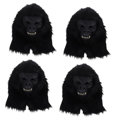 ibasenice 4 Stück Orang-Utan-Maske Affen-Gesichtsmaske Gorilla-Kopfmaske Vollkopfmaske Gorilla-Cosplay-Maske grusel maske gruselige maske dekorative Halloween-Maske Maskerade Tiermaske von ibasenice