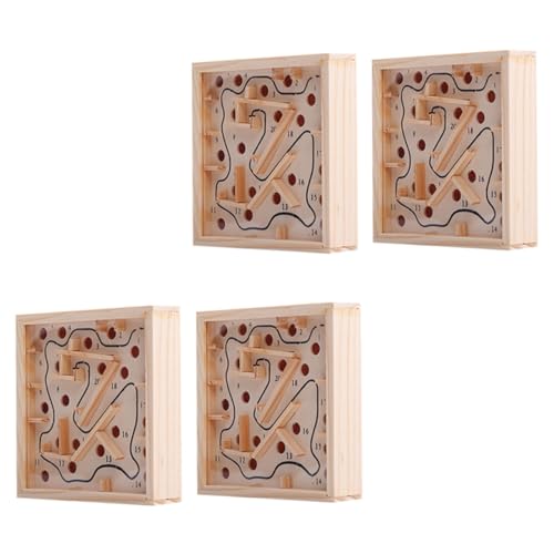 ibasenice 4 Stück Palmenlabyrinth Puzzle für familienspiele Puzzle Game Balance Board Puzzle Perlen-Labyrinth-Brettspiel rätselhaftes hölzern Beige von ibasenice