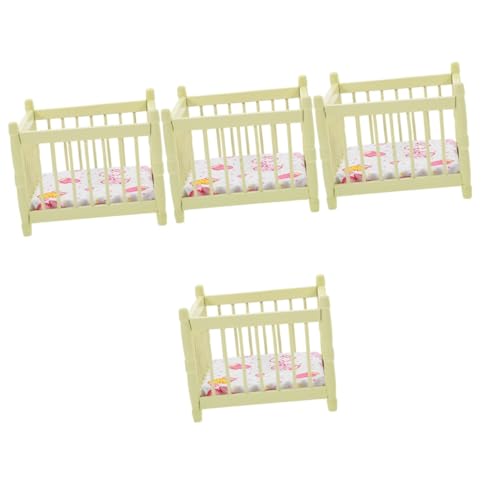 ibasenice 4 Stück Puppenhaus Krippe Puppenhaus Babybett Minibett für Puppen puppenbett Spielzeug Kinderzimmer Miniaturmöbel Spielzeug Puppenwiege Wiege für Babypuppen Polyester von ibasenice