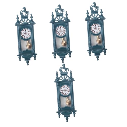 ibasenice 4 Stück Puppenhaus Uhr Anhänger Vintage Dekor Miniatur Uhr Kleine Pendeluhr Mini Dekor Uhr Figur Mini Szenenmodell Miniatur Pendeluhr Blaues Holz von ibasenice