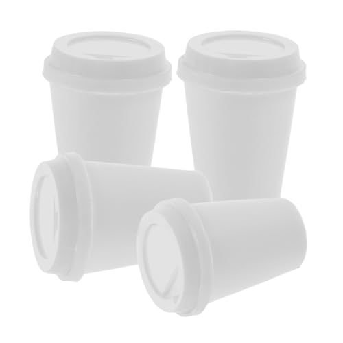 ibasenice 4 Stück Puppenhaus-kaffeetasse Kleine Kaffeetassen Miniatur-trinkgeschirr Mini-Cup-Modelle Mini-puppenhauszubehör Winzige Tassendesigns Kaffeetasse Puppenhaus Plastik Weiß von ibasenice