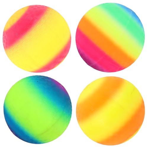 ibasenice 4 Stück Regenbogen-Pat-Ball Schulhofspielball Spielplatzspielzeug Ballspielzeug für Kinder Spielplatzball aufblasbarer hüpfender Handball Bälle für Spielplatz lustiger Ball PVC von ibasenice