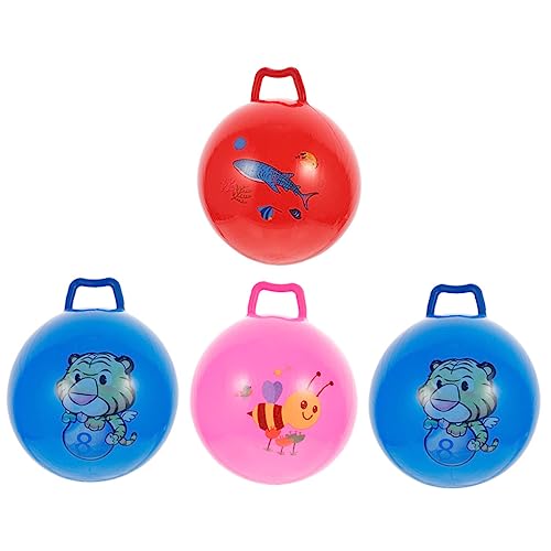 ibasenice 4 Stück Schläger handhaben Ballspiel für Kinder Mini-Hop-Ball Springspiel im Freien interaktives Spielzeug hupfball für Kinder interaktive Kinderbälle Griffdesign PVC-Kugeln von ibasenice