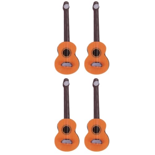 ibasenice 4 Stück Simulation Gitarre Miniaturgitarrenmodell Mini-Gitarrenmodell Puppenhaus Dekoration Puppenhaus Modell Puppe dekorative Gitarre Gitarrenmodell aus Holz hölzern Light Brown von ibasenice