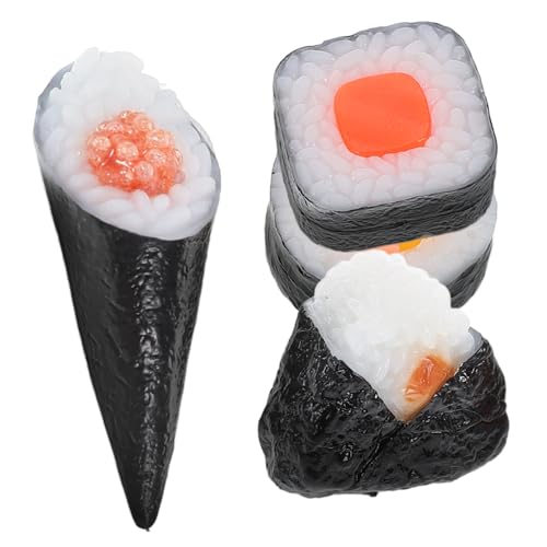 ibasenice 4 Stück Sushi Modell Gefälschte Lebensmittel Gefälschte Sushi Fotografie Requisiten Restaurant Display Requisite Simuliertes Onigiri Realistisches Onigiri Modell Künstliche von ibasenice