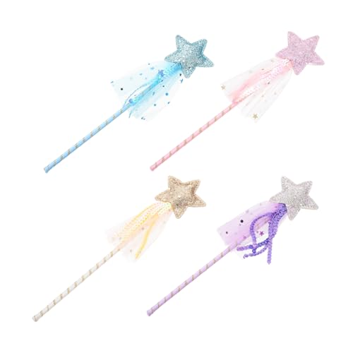 ibasenice 4 Stück Zauberstab Zauberstäbe Puppe feenflügel Frauen Fairy Wand Toys kindergeburtstags Dekoration Toys Kid Toys Feenstab dekorative Sternstab-Requisite Stoff von ibasenice