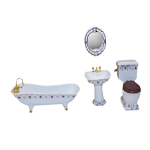 ibasenice 4 Stück Zubehör Für Puppenhäuser Wannen Porzellan Puppenhaus-badewanne Miniwanne Becken Puppenhaustoilette Liege Miniatur Dollhouse Decor Mini-hausdekoration Weiß Keramik von ibasenice