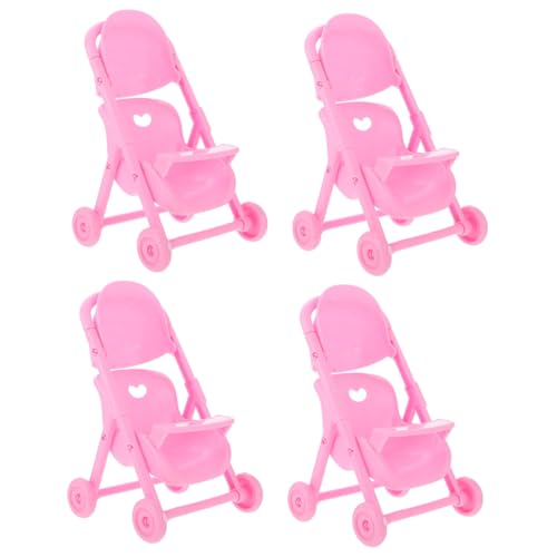 ibasenice 4 Stück bb Autozubehör puppenbuggy Puppen Wagen + Kinderwagen beweger Kinderwagen für Puppen kauspielzeug Bildungsspielzeug simuliertes Trolley- Abs Rosa von ibasenice