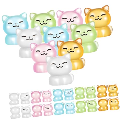 ibasenice 40st Leuchtende Orangefarbene Katze Miniatur-katzenfiguren Minifiguren Kleine Katzen Japanische Katzenfigur Puppenhaus-miniaturen Mini-tierfiguren Zum Verstecken Winzige Tiere Harz von ibasenice