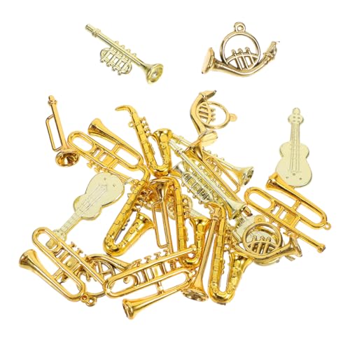 ibasenice 48 STK Weihnachtsornament im Violinschlüssel Musikalisches Ornament Instrumentendekoration Puppenhaus Dekoration Mini-Klarinette Mini-Instrument aus Kunststoff Plastik Golden von ibasenice