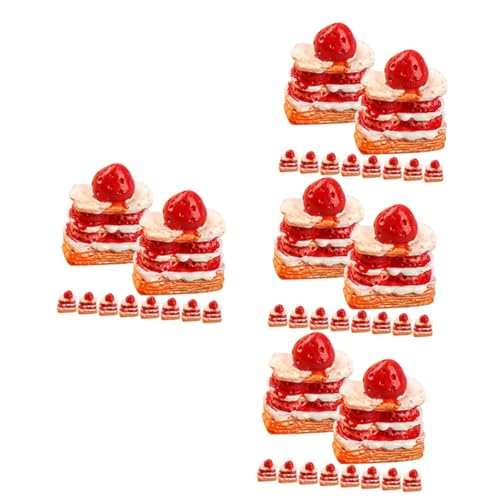 ibasenice 48 Stück Erdbeer Sahne Kuchen Fake Kuchen Modell Puppenhaus Kuchen Miniatur Spielzeugmodell Miniatur Dessert Modell Dekorativer Mini Kuchen Mini Dessert Modell Mini Kuchen von ibasenice