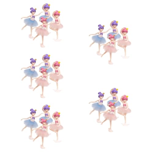 ibasenice 5 Sätze Ballerina-mädchen Figur Puppe Dekorationen Für Ballettpartys Büro Dekoration Office Decoration Desktop-tänzerin- Kuchendekoration Für Mädchen Pvc 4 Stück * 5 von ibasenice