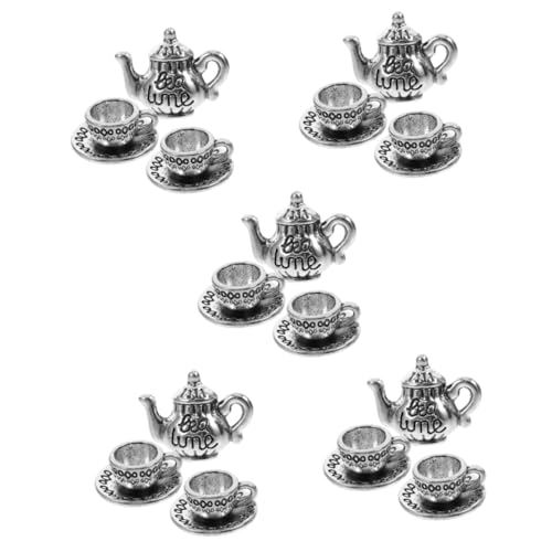 ibasenice 5 Sätze Mini- aus Metall kleines Teetassen-Puppenhaus Küchenzubehör für Puppenstuben Dekoration für Puppenhaus Vintage Teeservice Rollenspielset Mini-Kaffeetasse Legierung von ibasenice