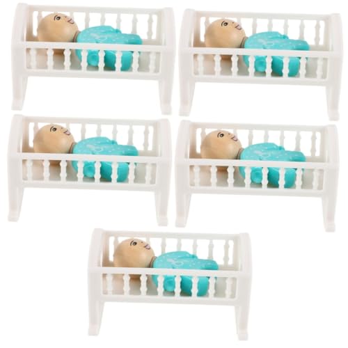 ibasenice 5 Sätze Puppenhausbett Mini Hausbett Mini-Kinderbett Zubehör Für Puppenhäuser Mini-hausmöbel Miniaturbettmodell Babypuppenbett Puppenhaus Babybett Puppenhaus-miniaturkrippe Abs von ibasenice