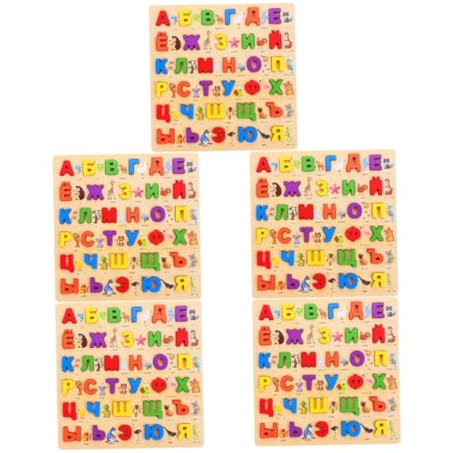 ibasenice 5 Sätze Russisches Rätsel Puzzle Für Kinder Alphabet-Puzzle-Brett Lernpuzzle Für Kleinkinder Russisches Buchstabenrätsel Alphabettafel Kleinkind Spielzeug Kinderspielzeug Holz von ibasenice