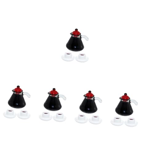 ibasenice 5 Sets Mini Kaffeekanne Puppenhaus Kaffeetasse Puppenhaus Wasserkocher Puppenhaus Miniatur Puppenhaus Kaffeemaschine Kaffeemaschine Modell Prinzessin von ibasenice