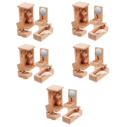 ibasenice 5 Sets Mini Möbel Puppenhaus Heimdekoration Puppenhaus Rollenspiel Spielzeug Miniatur Möbel Set Mini Figur Miniatur Dekor Winzige Möbel Mini Zubehör Aus Holz von ibasenice