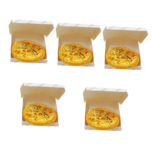 ibasenice 5 Sets Mini Pizza Mit Box Miniaturen Puppenhaus Künstliche Pizza Gefälschte Pizza Ornament Puppenhaus Pizza Mini Ornament Pizza Modell Dekor Gefälschte Pizza von ibasenice