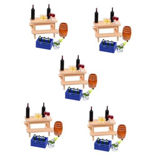 ibasenice 5 Sets Mini Weinkeller Puppenhaus Bar Mikro Landschaftsdekorationen Miniatur Bierflaschen Mini Eiswürfeleimer Miniatur Eimer Mini Bierflaschen Taschenzubehör Aus Holz von ibasenice