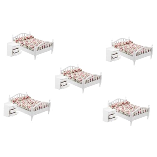 ibasenice 5 Sets Puppenhausbett Maßstab 112 Puppenhausmöbel Mini Verzierung Miniaturmöbel Ornament Puppenhausmöbel Bett Miniaturen Miniaturbett Puppenschlafzimmerbett Puppen von ibasenice