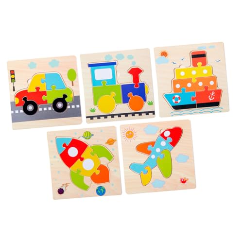 ibasenice 5 Stück 1 Satz pädagogisches kinderzimmerdeko Dekoration kinderzimmer holzspielsachen Activity laufstall Toy Puzzlebrett aus Holz Puzzles aus Holz Bambus von ibasenice