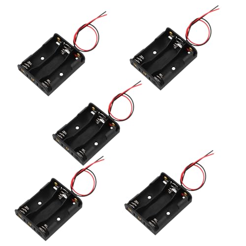 ibasenice 5 Stück Aa Batteriehalter Mit Kabeln Batterie Für Ferngesteuertes Auto 3 Fächer Batterie Organizer Gehäuse Schwarzer Kunststoff Batteriehalter von ibasenice