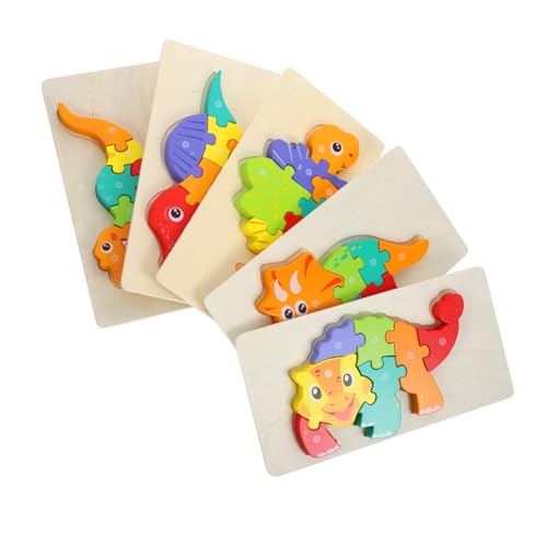 ibasenice 5 Teiliges 3D Holzpuzzle Dinosaurier Für Kleinkinder Pädagogisches Zur Frühen Entwicklung Montessori Lernspielzeug Für Babys Dinosaurier Puzzles Für von ibasenice