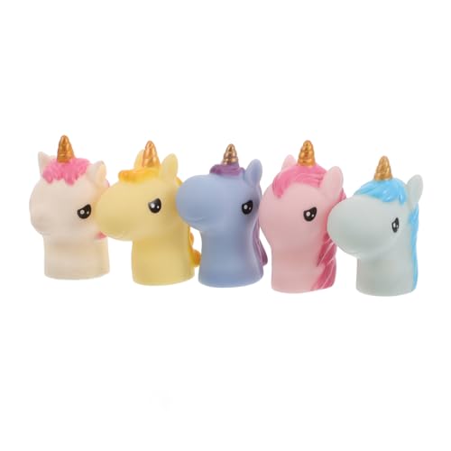 ibasenice 5-teiliges Realistisches Einhorn-fingerpuppen-Set, Simulation Einhorn-Daumen-Spielzeug, Gummi-tiermodell Für Kinder, Badezeit Und Partygeschenke von ibasenice