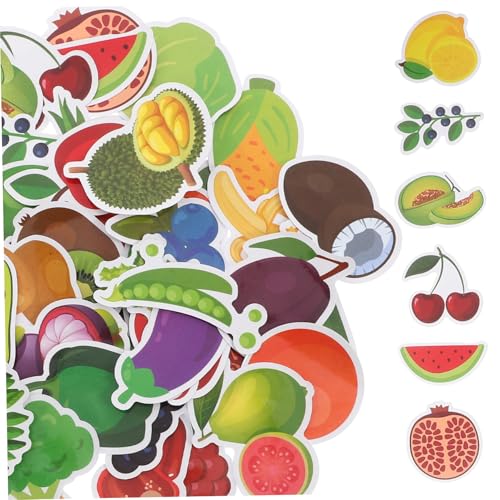 ibasenice Pädagogische 50-teilige Cartoon-Aufkleber für Jungen und Mädchen Obst- und Gemüse-Aufkleber Kreatives Lebensmittel-Aufkleber-Set für Die Dekoration Im Klassenzimmer Scrapbooking von ibasenice