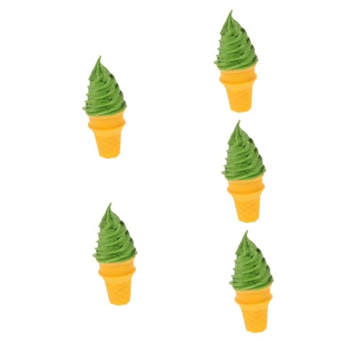 ibasenice 5St Eismodell EIS Essen Spielzeug künstliche Eiswaffel Eistütenform Dessert-Simulationsmodell künstliche Eisportionierer Eiscreme-Modellierdekore Eiscreme-Foto-Requisiten PVC Green von ibasenice