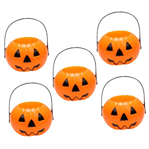 ibasenice 5St Kürbis Eimer Mini-Kürbiseimer Halloween-Kürbisbehälter Eimer mit Griffen Mini-Eimer halloween spielzeug halloween toys Halloween-Eimer für Kinder Plastikeimer für Kinder von ibasenice